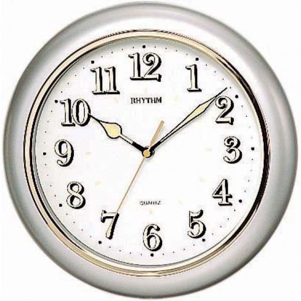 Rhythm Value Added Wall Clock Super Luminous Analog Silver Colour Rhythm Value Added Wall Clock Super Luminous Analog Silver Colour